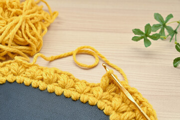 模様編みのバッグ作り