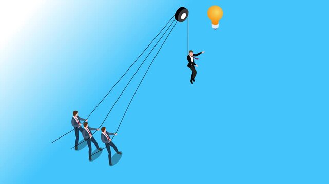 Business Team Guiding Leader Toward Innovative Idea 3d animation cartoon