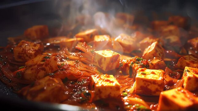 Steaming Mapo Tofu - A Culinary Delight in Motion.