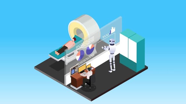 AI Medical Imaging and MRI Scan Data Analysis 3d animation cartoon