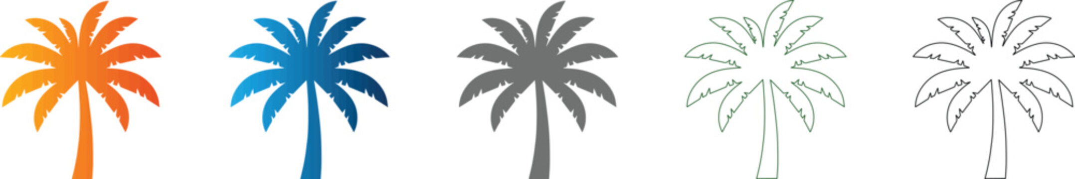 Palm tree Flat Icon Set Symbol