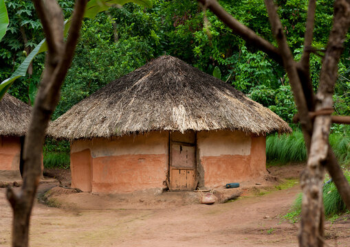 Adobe house with thatch roof, omo valley Ethiopia