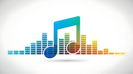 Vibrant music note symbol with colorful sound wave bars