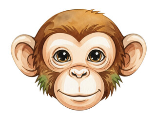 Obraz premium Monkey with green leaf around its neck and black background behind it.