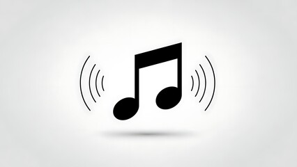 Dynamic music note with sound waves on white background