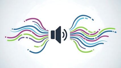 Vibrant sound waves emanating from a modern speaker