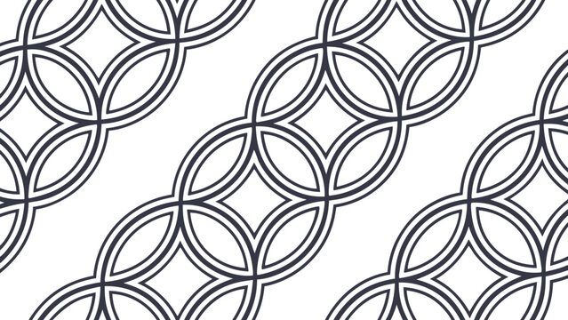 Geometric pattern with interlocking circles and lines.