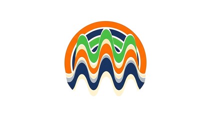 Vibrant wavy lines in orange, green, and blue on white background