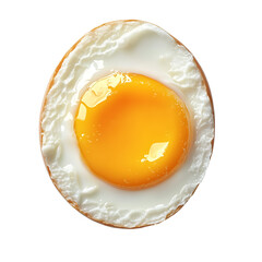 Sunny side fried egg top view for breakfast menu isolated on transparent background