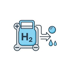 Obraz premium Hydrogen Electrolysis Simplified Diagram Showing H2 Production Bubble Formation