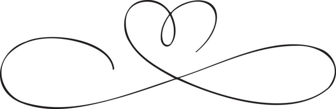 Decorative Black Infinity Heart Flourish Silhouette