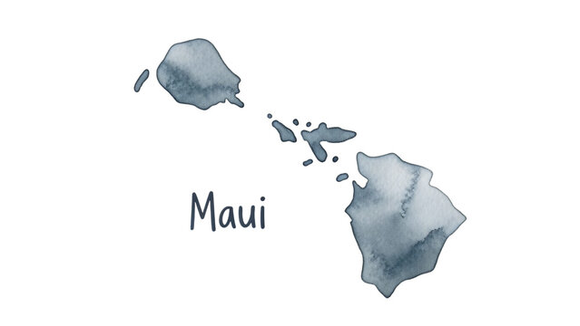 Map world with the word maui in the middle and the island.
