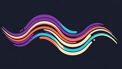 Vibrant wavy lines in purple, orange, and blue on dark background