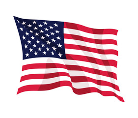 Obraz premium USA waving flag. American national symbol isolated on white background. Banner design element