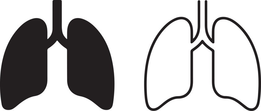 Human lung icon set. Human lung anatomy respiratory system health icons.