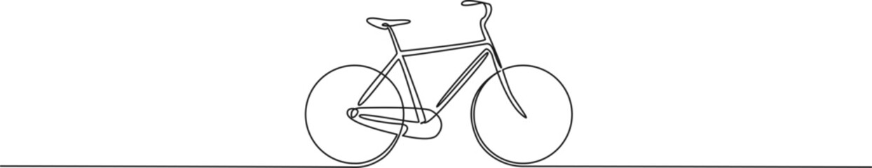 continuous line drawing of a bicycle, line art vector illustration
