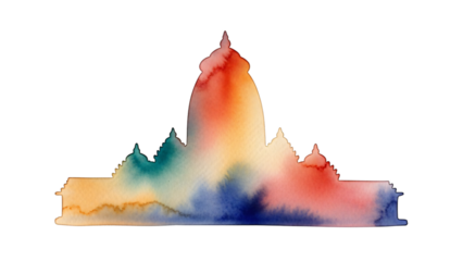 Watercolor drawing state of new york with the colors city skyline.