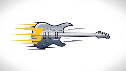 Electric guitar speeding with dynamic yellow lightning effects