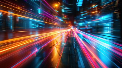 Abstract Light Trails With Vibrant Colors Showcasing Dynamic Motion
