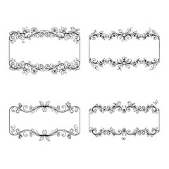 Fototapeta premium Elegant Floral Decorative Borders Set Vintage Inspired Ornate Frames with Swirling Vines and Blossoms