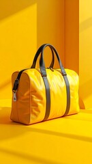 Stylish Yellow Duffel Bag on a Matching Background.