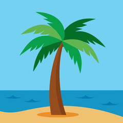 Tropical Palm Tree Summer Beach Vector Illustration