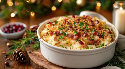 Delicious Baked Mashed Potatoes Topped With Crispy Bacon And Fr