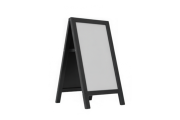 Black A-frame advertising display. Blank sign