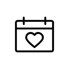 Red heart on calendar icon illustration