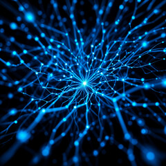 Glowing Neural Network Lines and Nodes &ndash; Futuristic Artificial Intelligence Concept