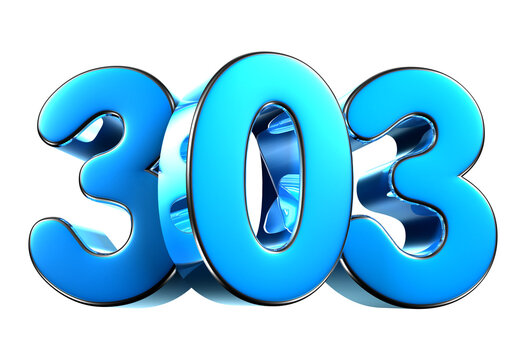 Blue number 303 3d illustration. Advertising signs. Product design. Product sales