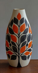 Modern ceramic vase with leaf pattern