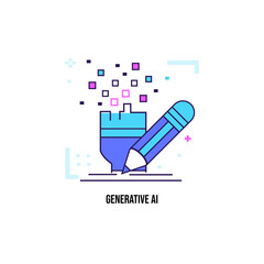 Generative AI icon in a modern flat outline style with vibrant gradient colors. Designed with a clean, minimal, and consistent look, these icons are perfect for technology websites, mobile apps