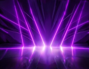 glowing purple neon lights in the dark elegant background with copy space
