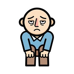 Obraz premium Sad Cartoon Man Standing Alone