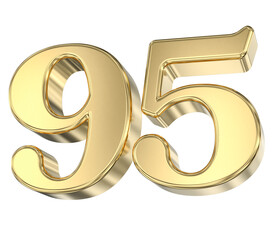 Shiny Golden Number 95, a Premium 3D Render for Celebrating Anniversaries, Milestones, and Discounts.