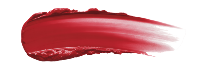 Vibrant red lip gloss smear isolated on transparent background