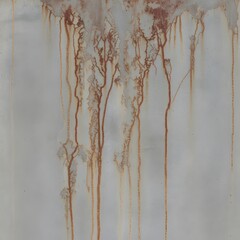 Weathered Metal Surface with Vertical Rust Stains and Peeling Paint Texture Background