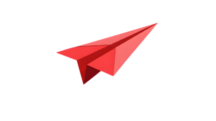 Red 3D Paper Plane Illustration Soaring Upwards, PNG, Transparent Background, perfect for business startups, travel concepts, and creative message delivery.