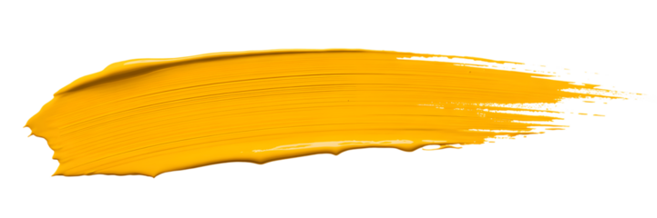 Vibrant yellow paint smear isolated on transparent background