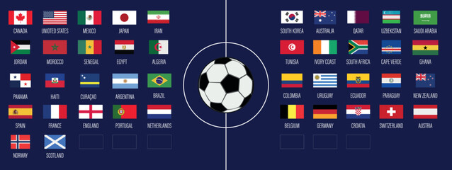 Football. 2026. Flags of the participating teams © Anis_