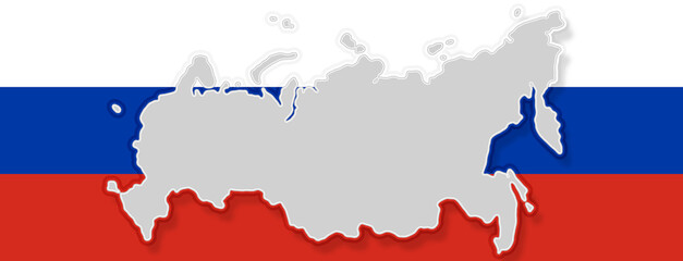Fototapeta premium abstract flag colors background of Russia, simplified symbol shape of the map of Russia