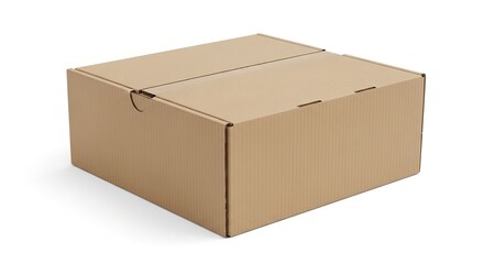 Closed brown cardboard box isolated on white background for packaging shipping delivery and storage