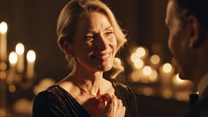 Elegant woman in formal attire at event