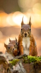 Squirrel Family Portrait - A Moment of Connection in the Wild.