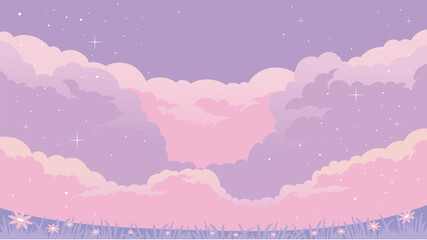 Obraz premium ibrant purple and pink galaxy clouds background with stars