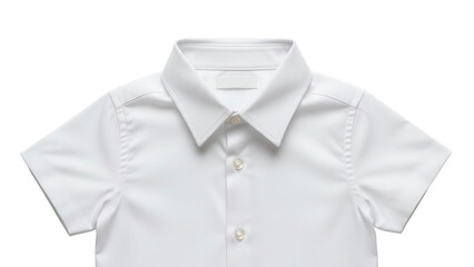 Minimalist White Short Sleeve Collared Shirt Product Shot isolated PNG with Transparent Background