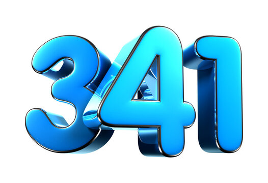 Blue number 341 3d illustration. Advertising signs. Product design. Product sales