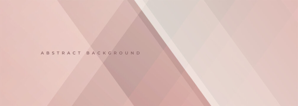 Soft pink modern abstract wide banner with geometric shapes. Pastel brown or beige abstract background. Vector illustration