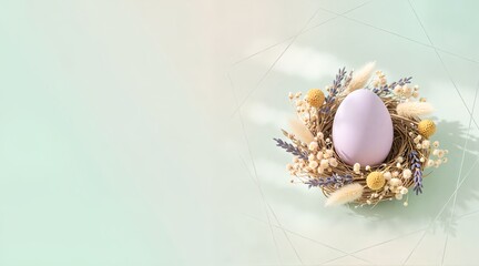 Minimalist Easter Background with Pastel Egg